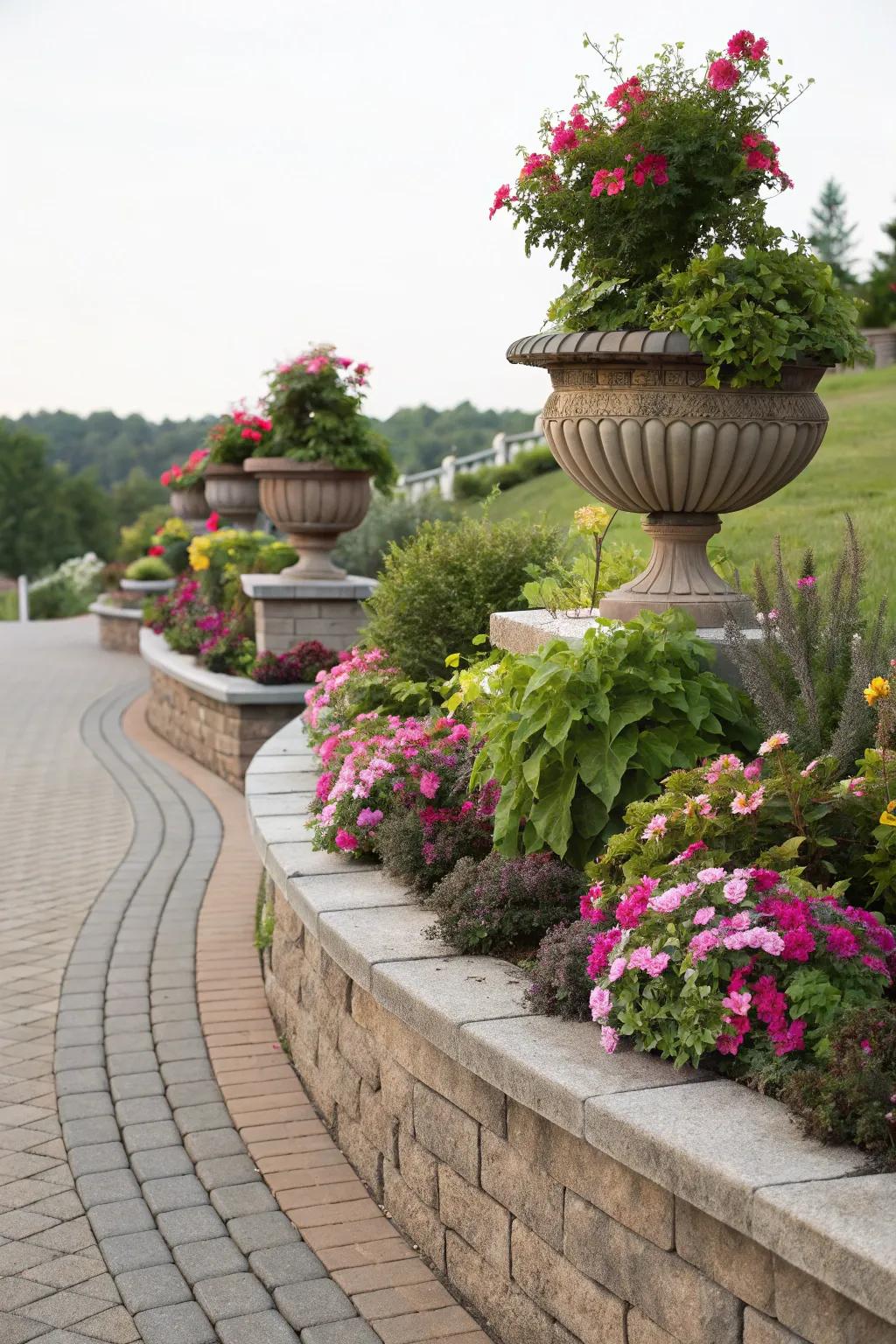 Drooping planters enhance your garden's visual appeal.