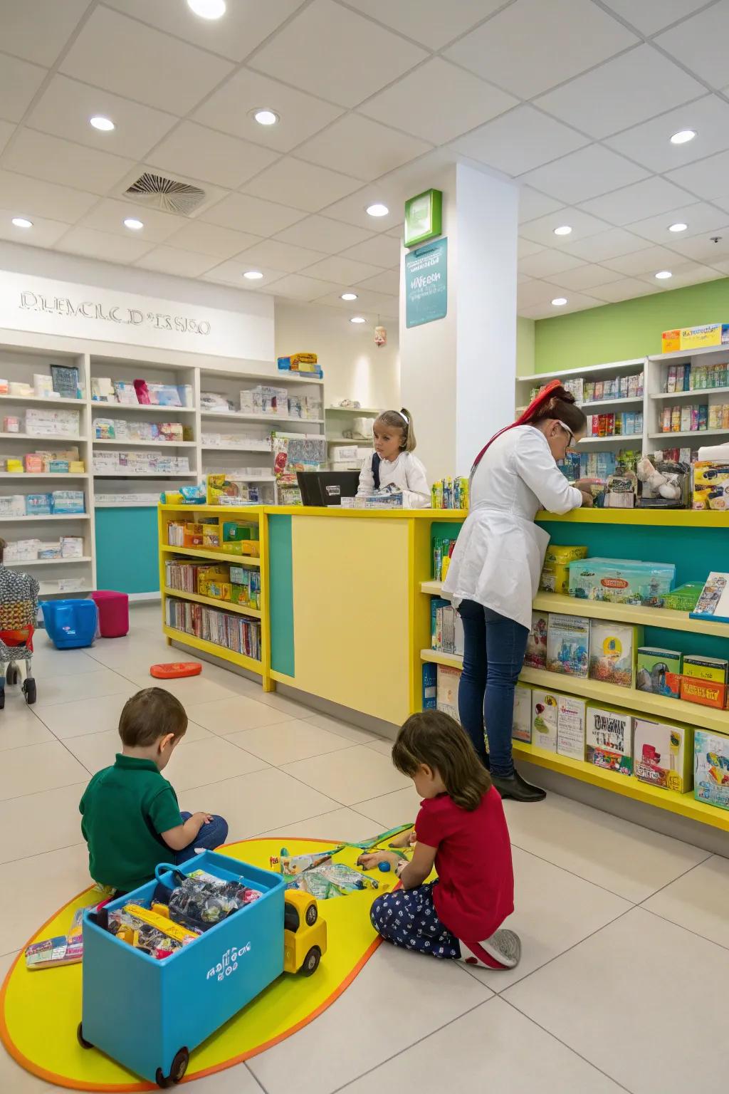 Drugstore offering children's play spaces