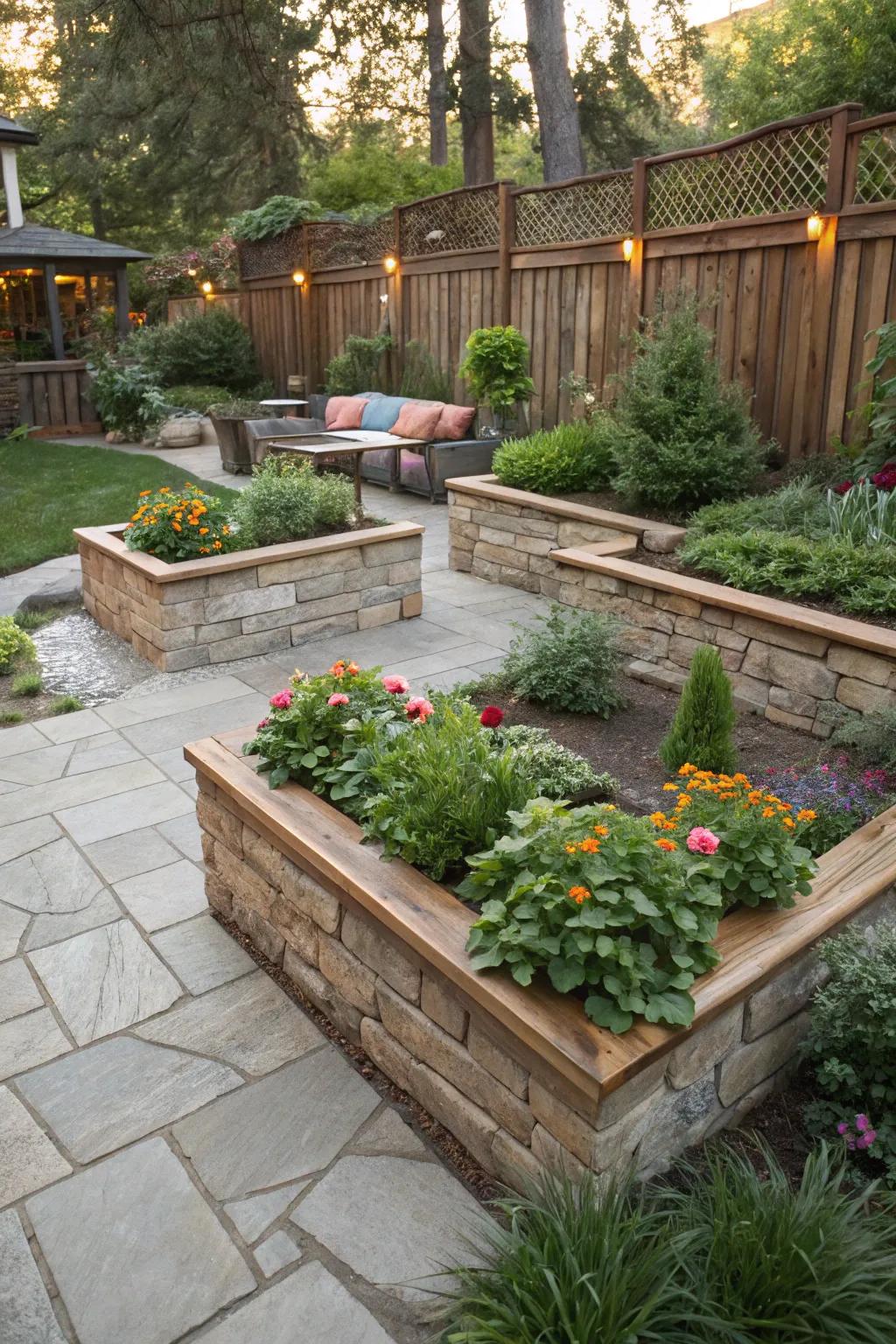 Fashion striking contrasts with combined medium raised beds.