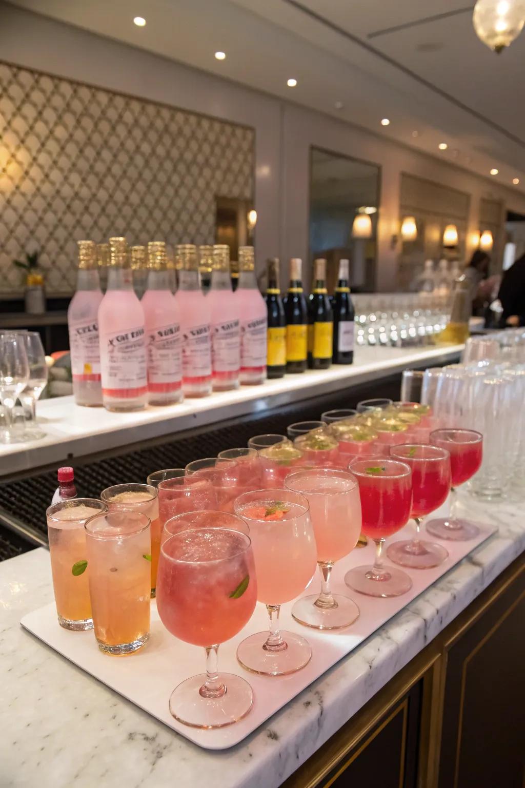Signature pink drinks keep guests refreshed and in theme.