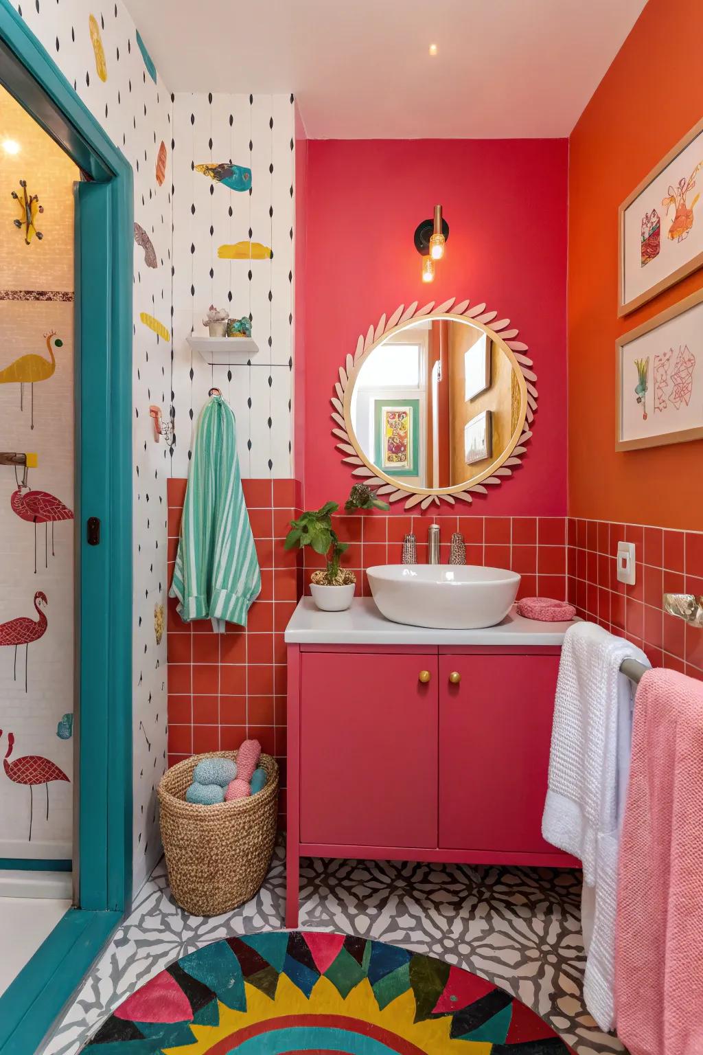 Bold colors can energize and refresh bathrooms.