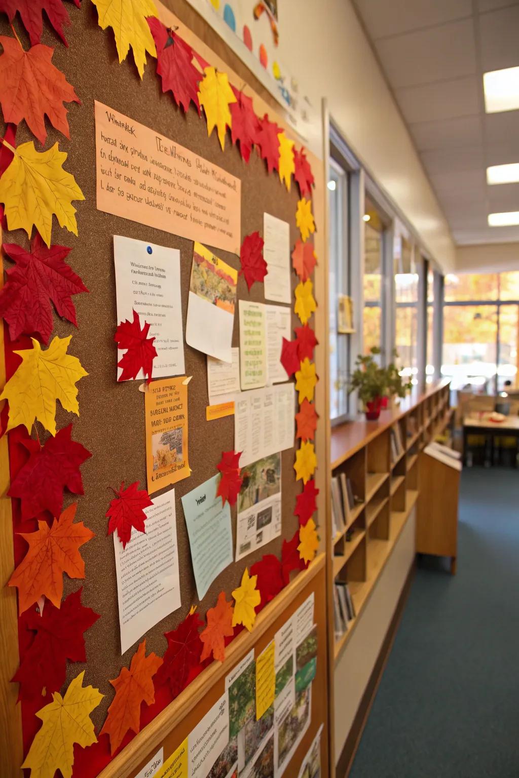 A fall display board showcasing ornamental leafy perimeters for a burnished spectacle.