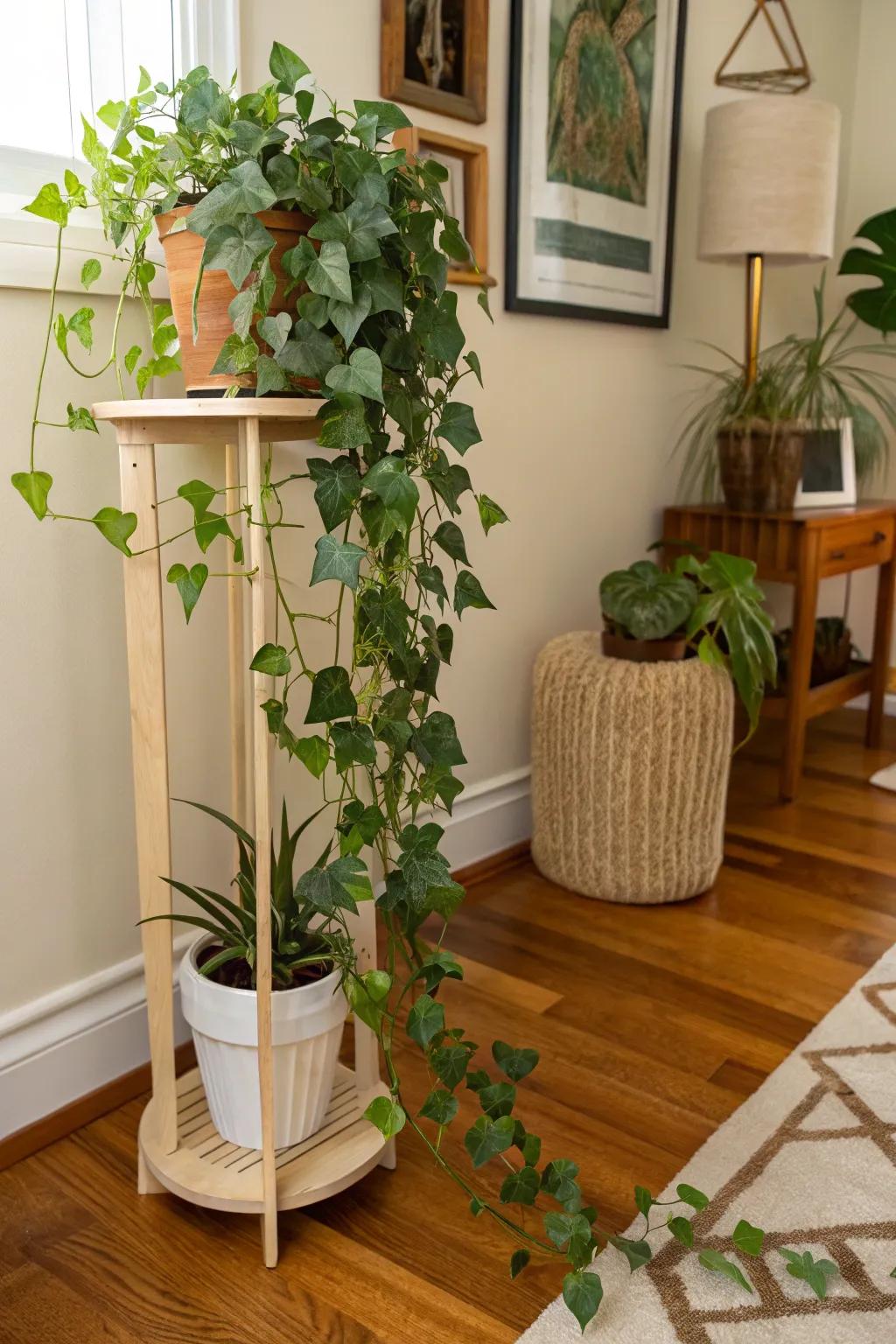 Take advantage of nooks with dedicated plant stands.