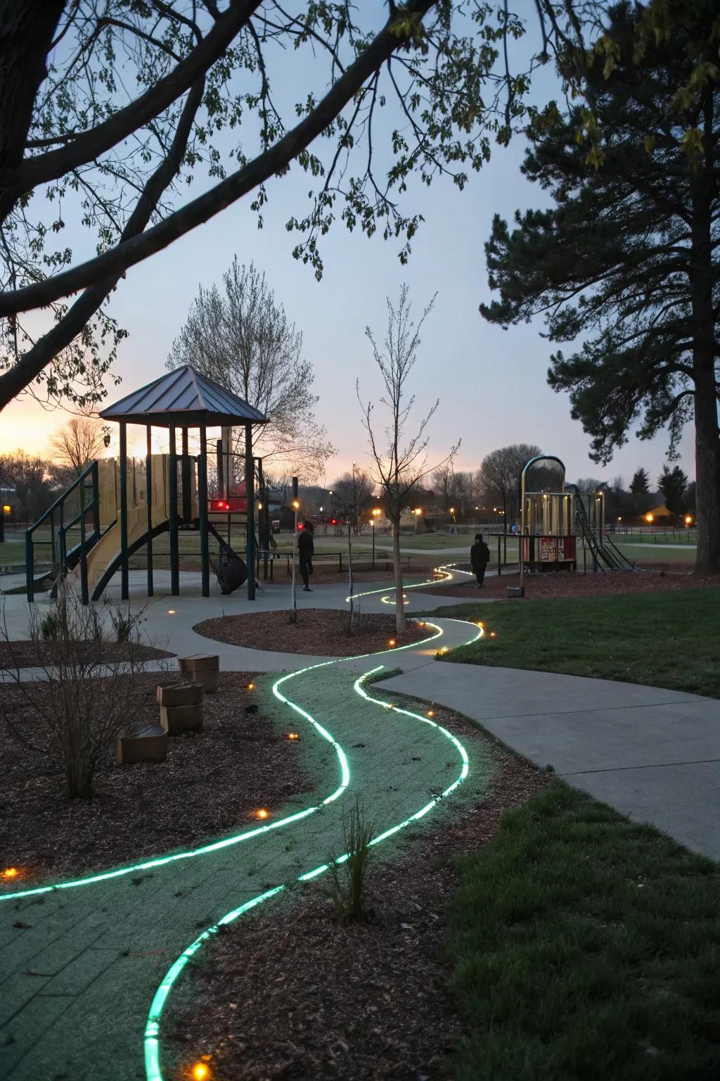 Glow-in-the-dark paths add magic to playgrounds.