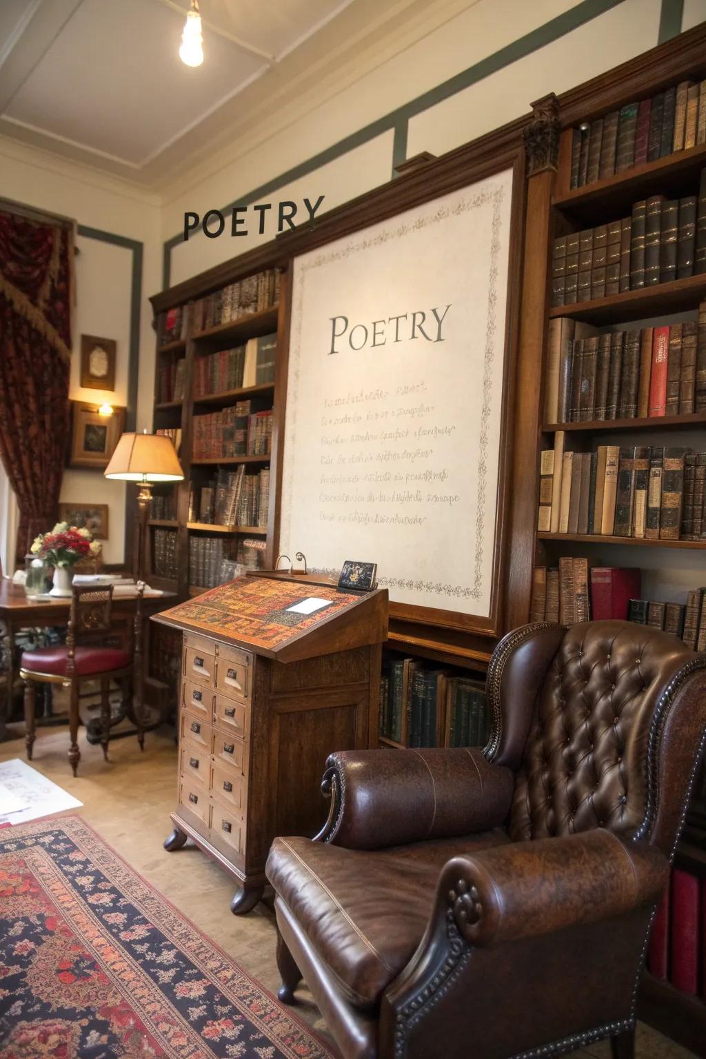 Revive the classics with a vintage poetry display.