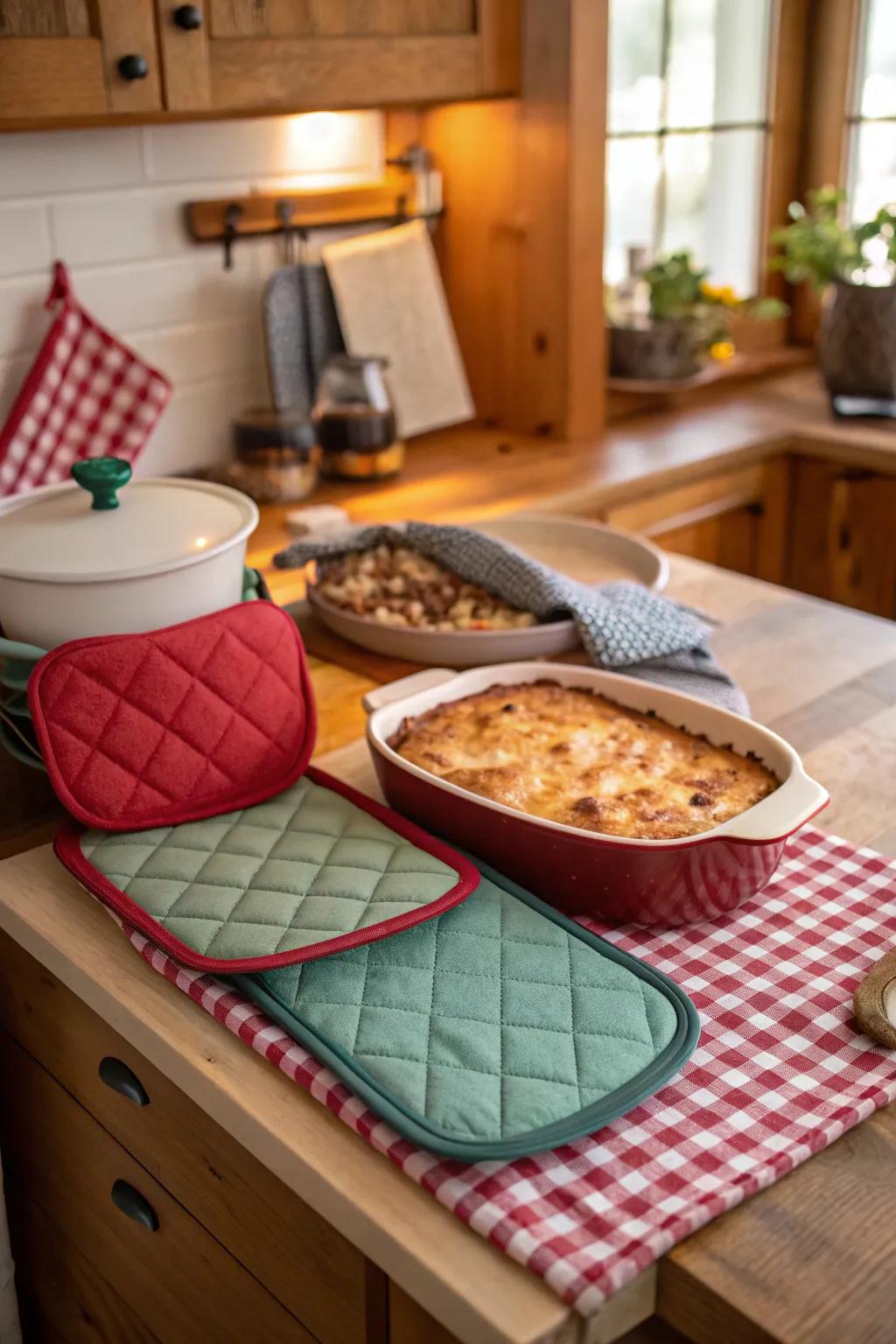 Silicone-grip oven protectors enhance both security and functionality.