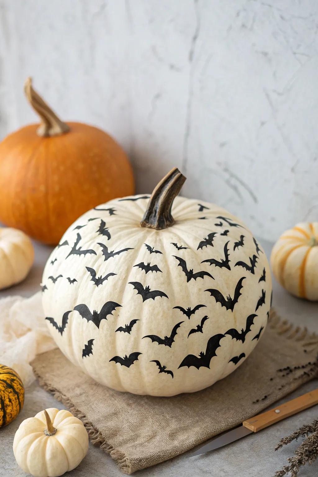 Elevate your Halloween ornamentation with this chic and spooky acrobat-adorned pumpkin, perfect for a minimalist aesthetic!
