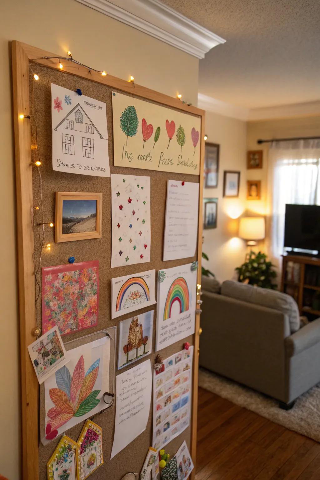 An artistic board that displays creative arts and crafts.