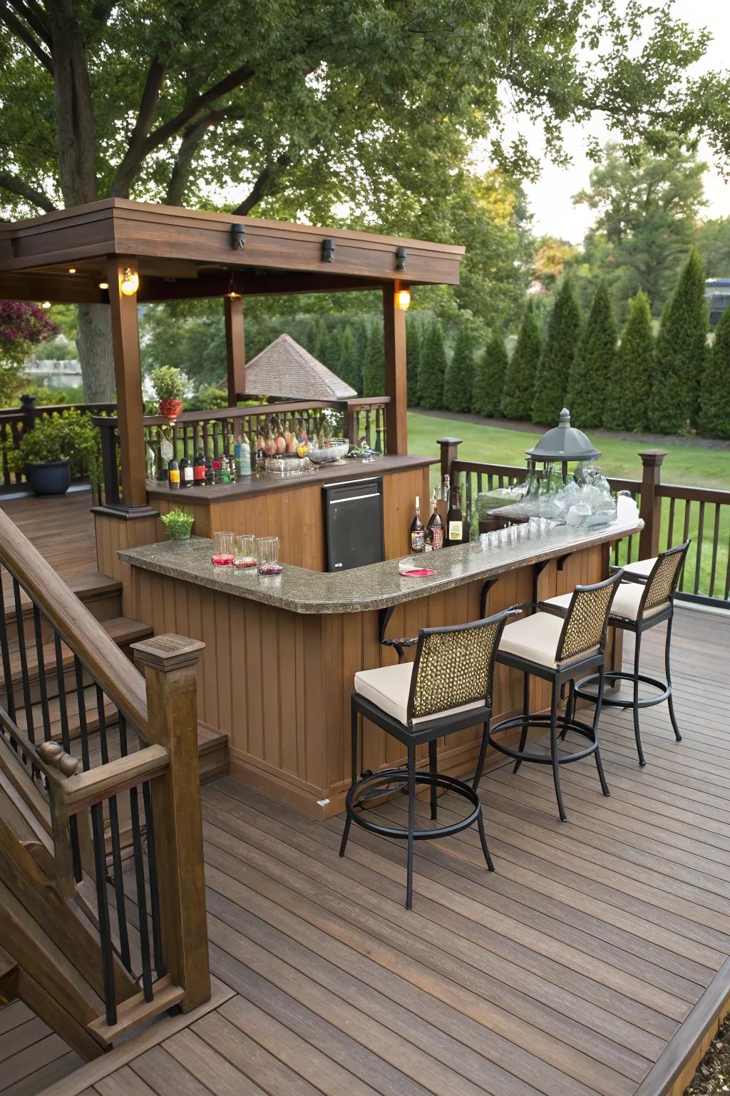 Elevate your events with a bar setup on your deck.