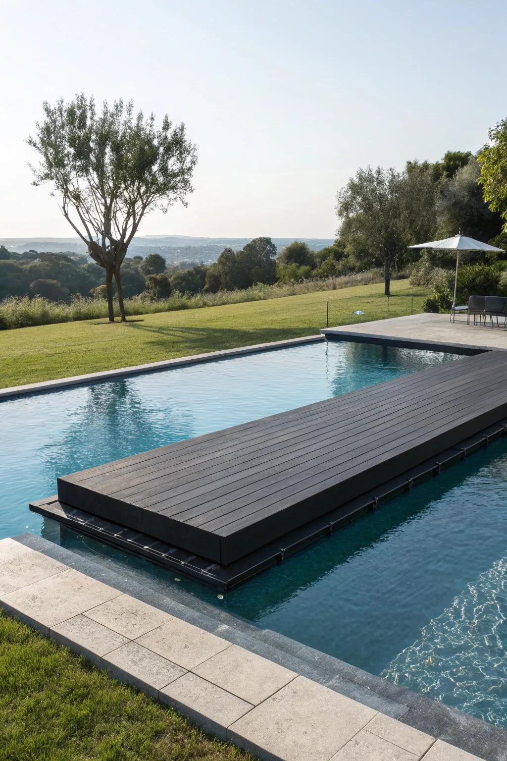 Floating decks give a modern and unique poolside feature.