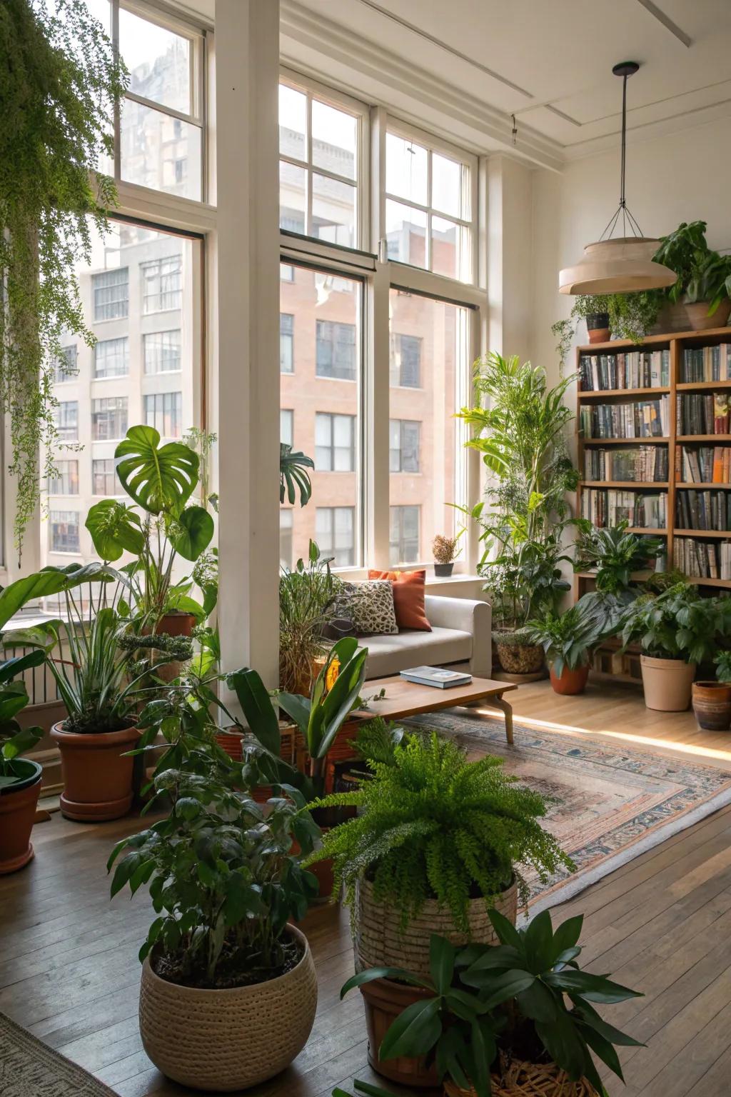 Infuse vitality into your area using pot plants.