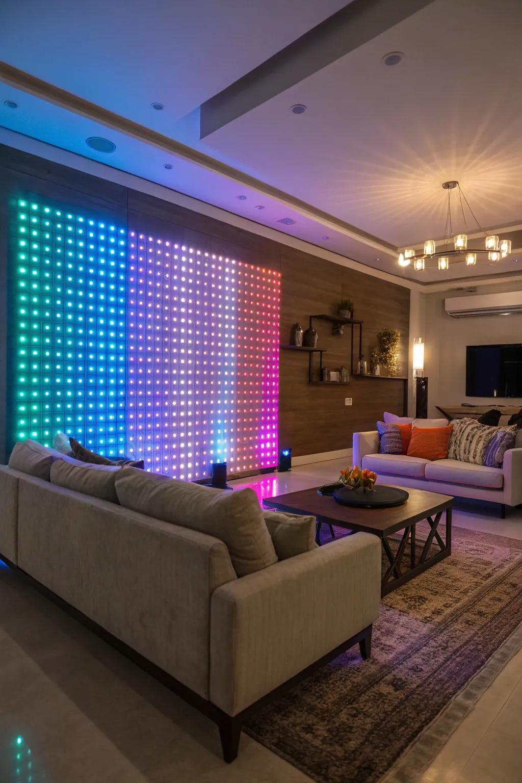 Create a striking focal point with an LED accent wall.