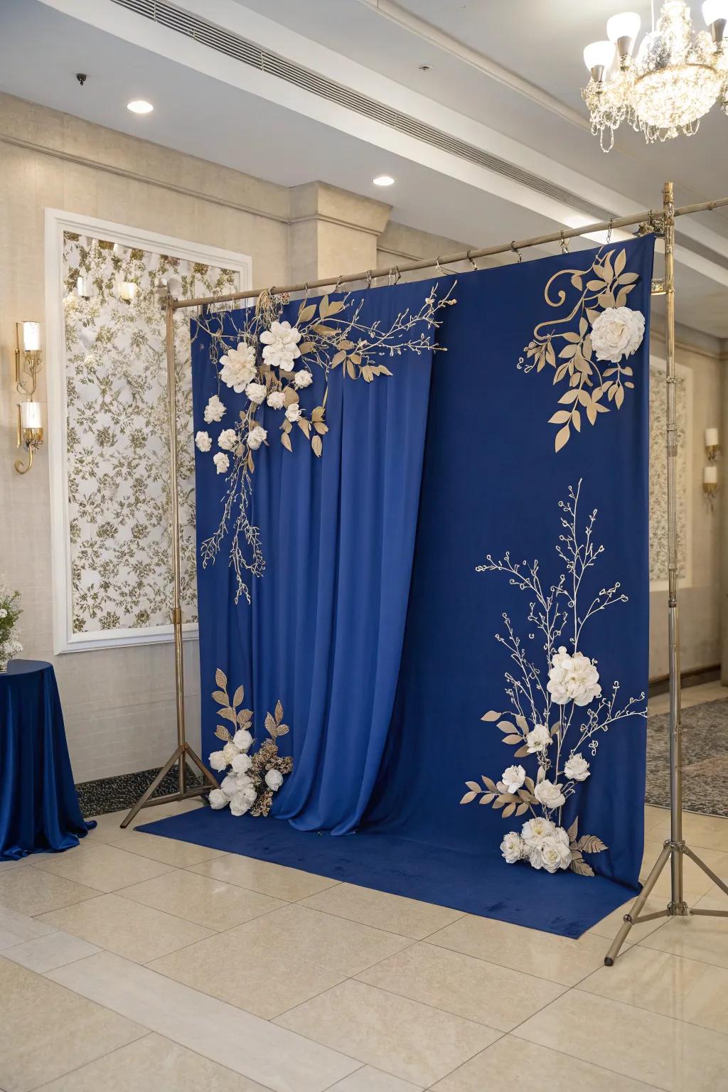 A striking sapphire splendor backdrop perfect for memorable photos.