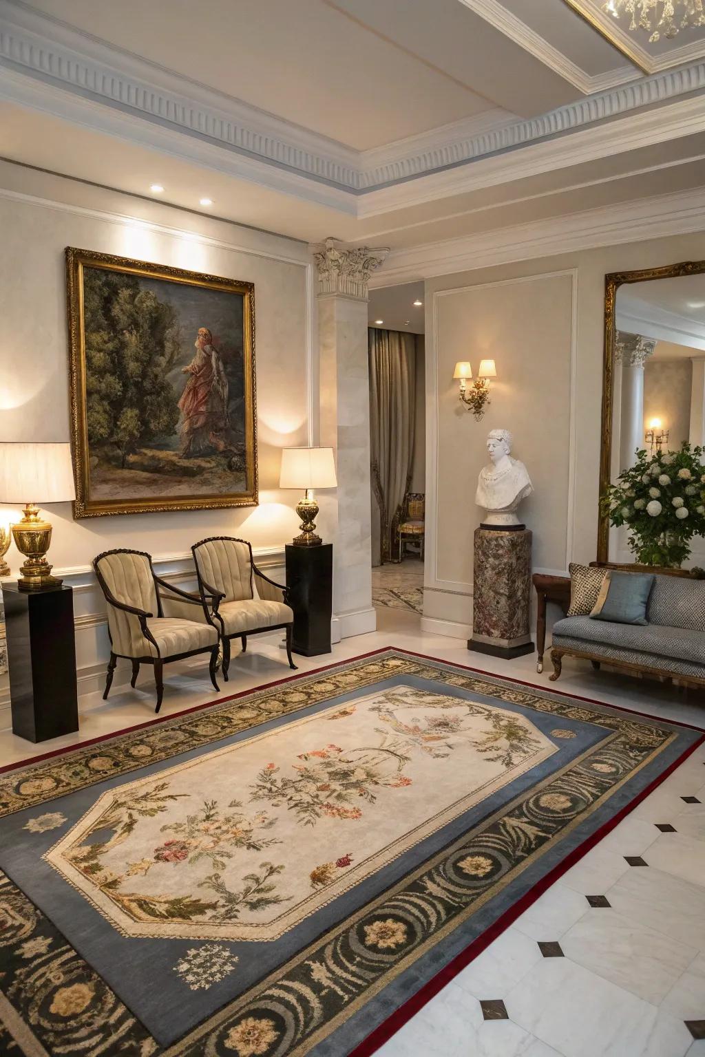 Rugs can guide the eye to key elements in your room.