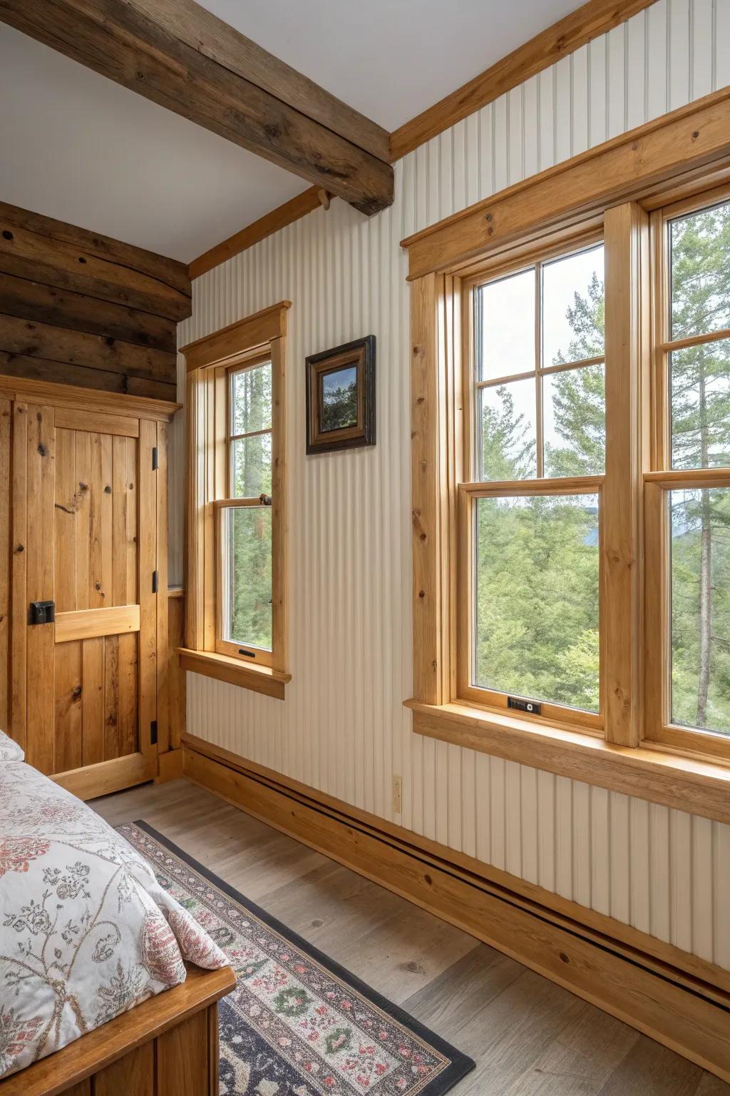 Tongue-and-groove and timber details create a timeless farmhouse impression.