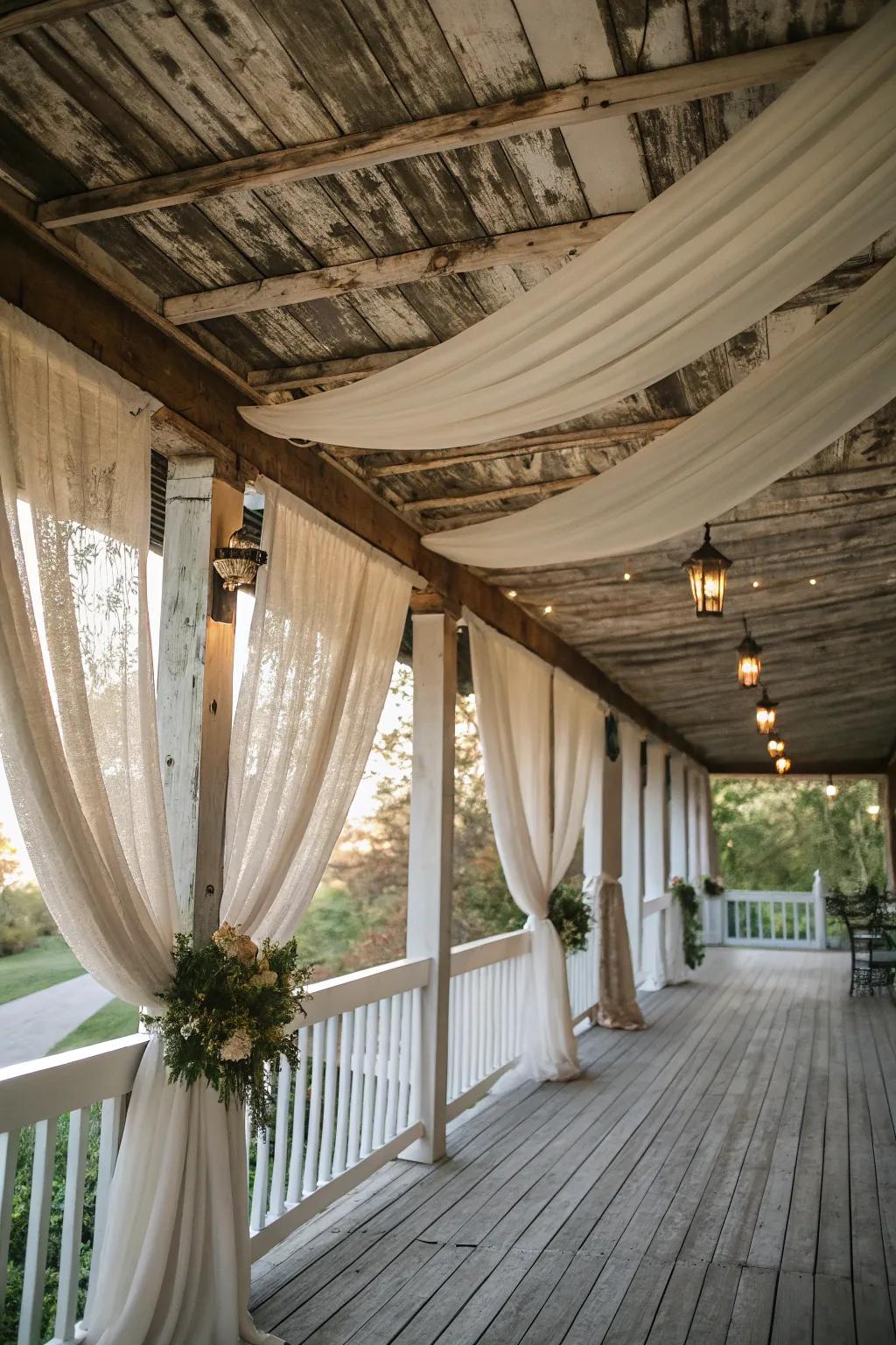 Textile accents contribute elegance and softness to the roof.