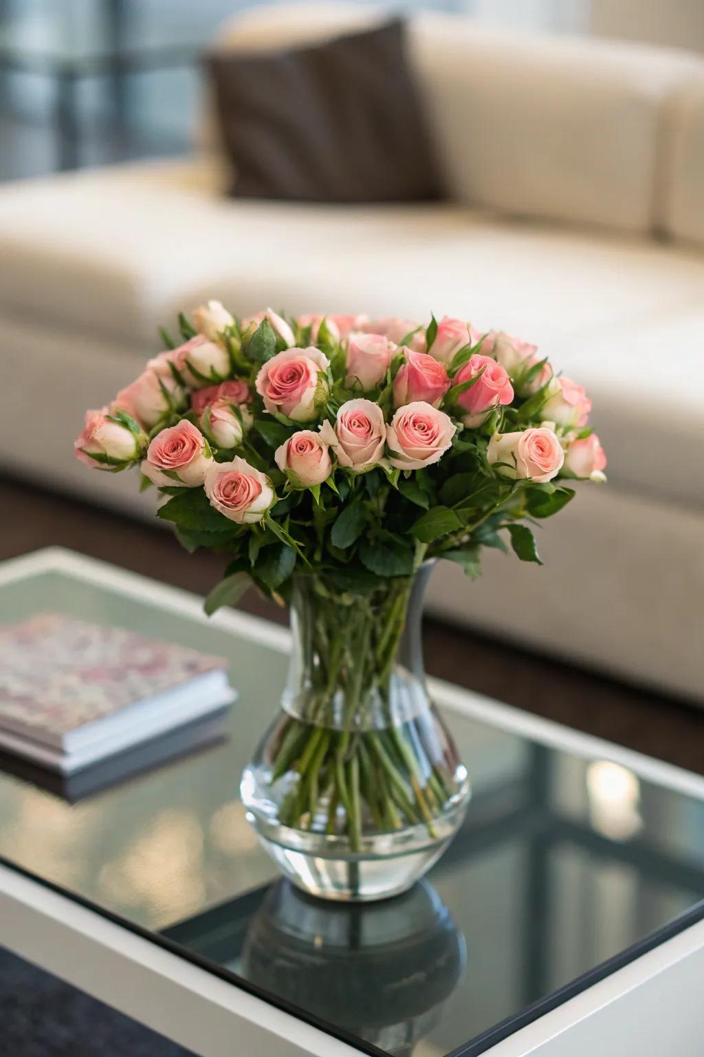 An arrangement of rosebuds symbolizing fresh starts.