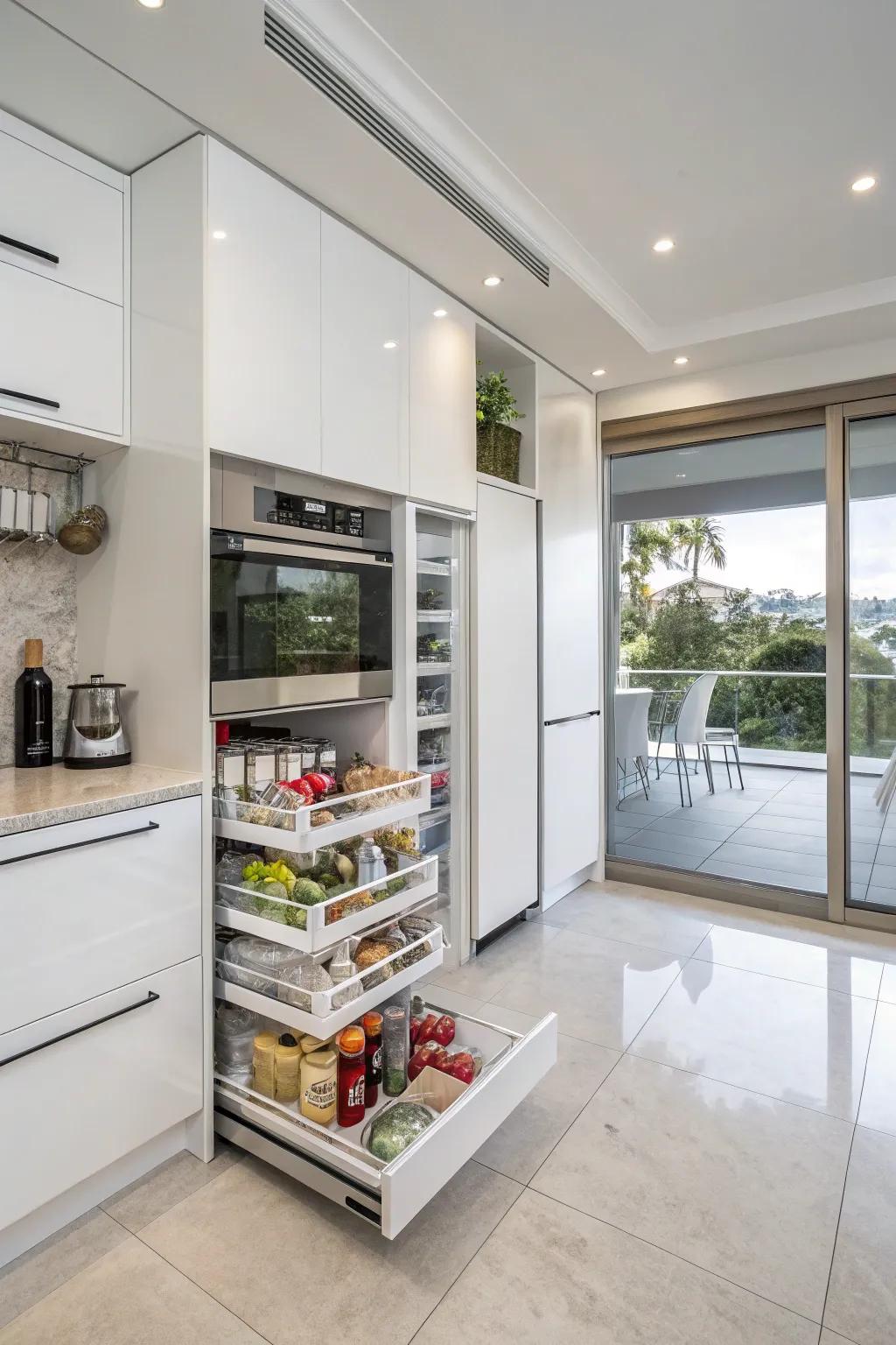 Clever storage solutions that enhance kitchen efficiency.