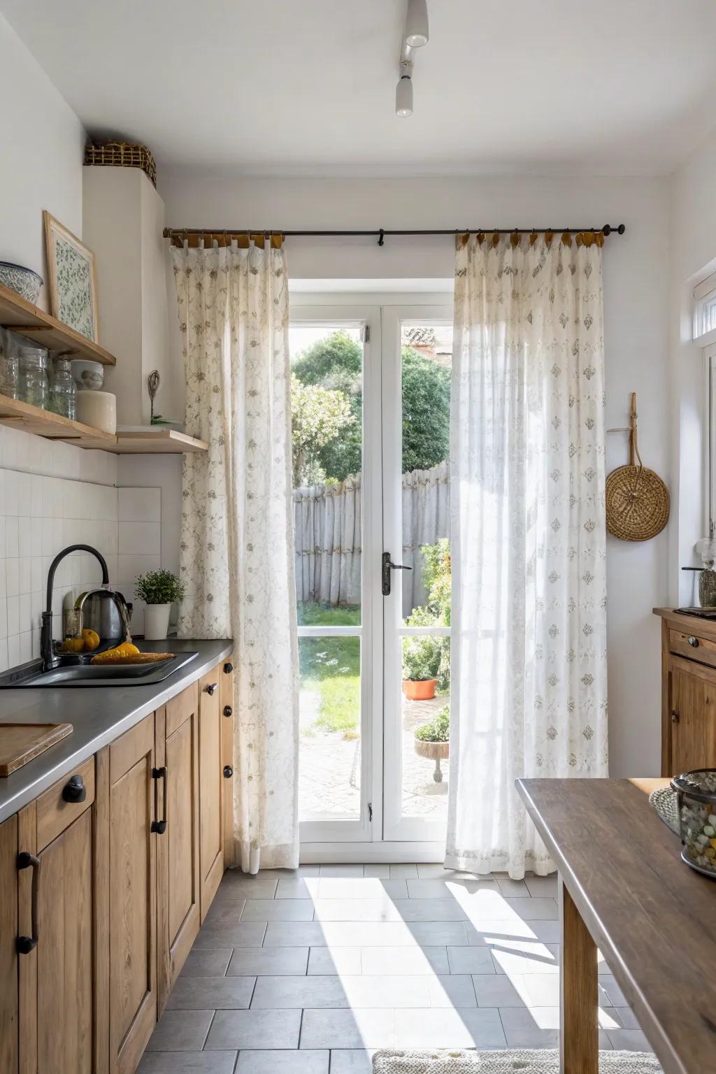 Bistro drapes deliver a quaint and charming vibe.