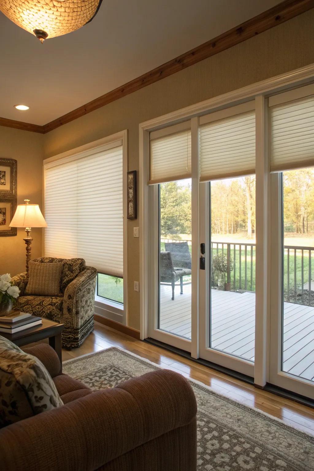 Airy shades help control room temperature.