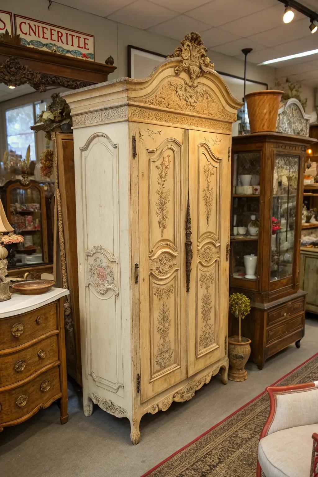 Antique closet as a strong focal point