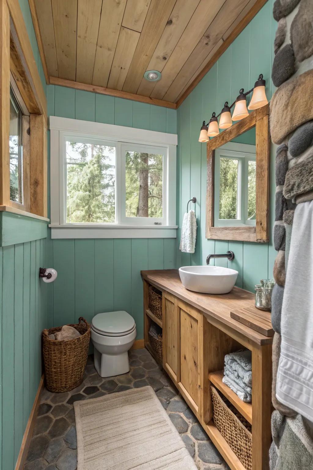 Soft teal creates a calm and revitalizing area.
