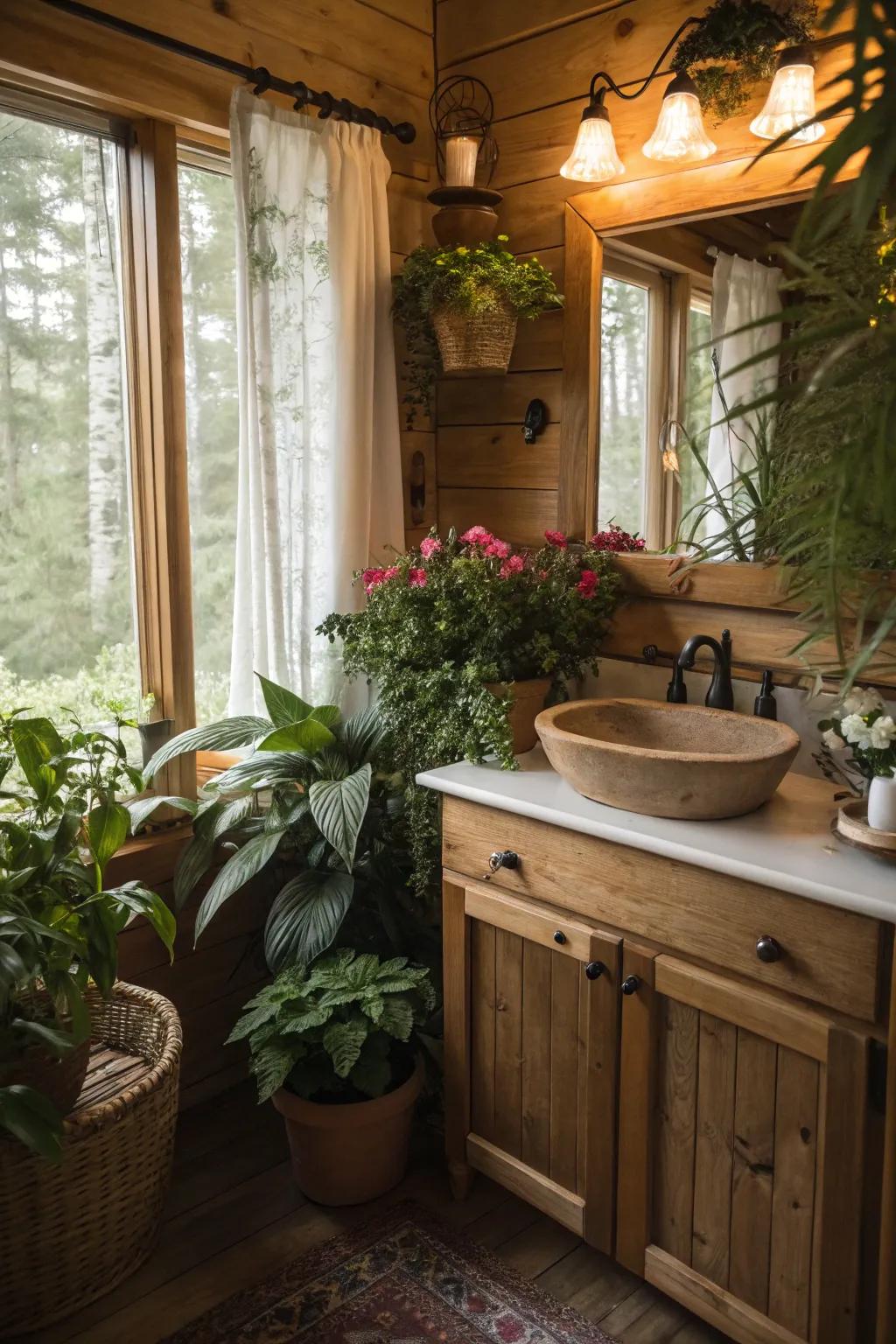 Plants add freshness and connect the area with nature.