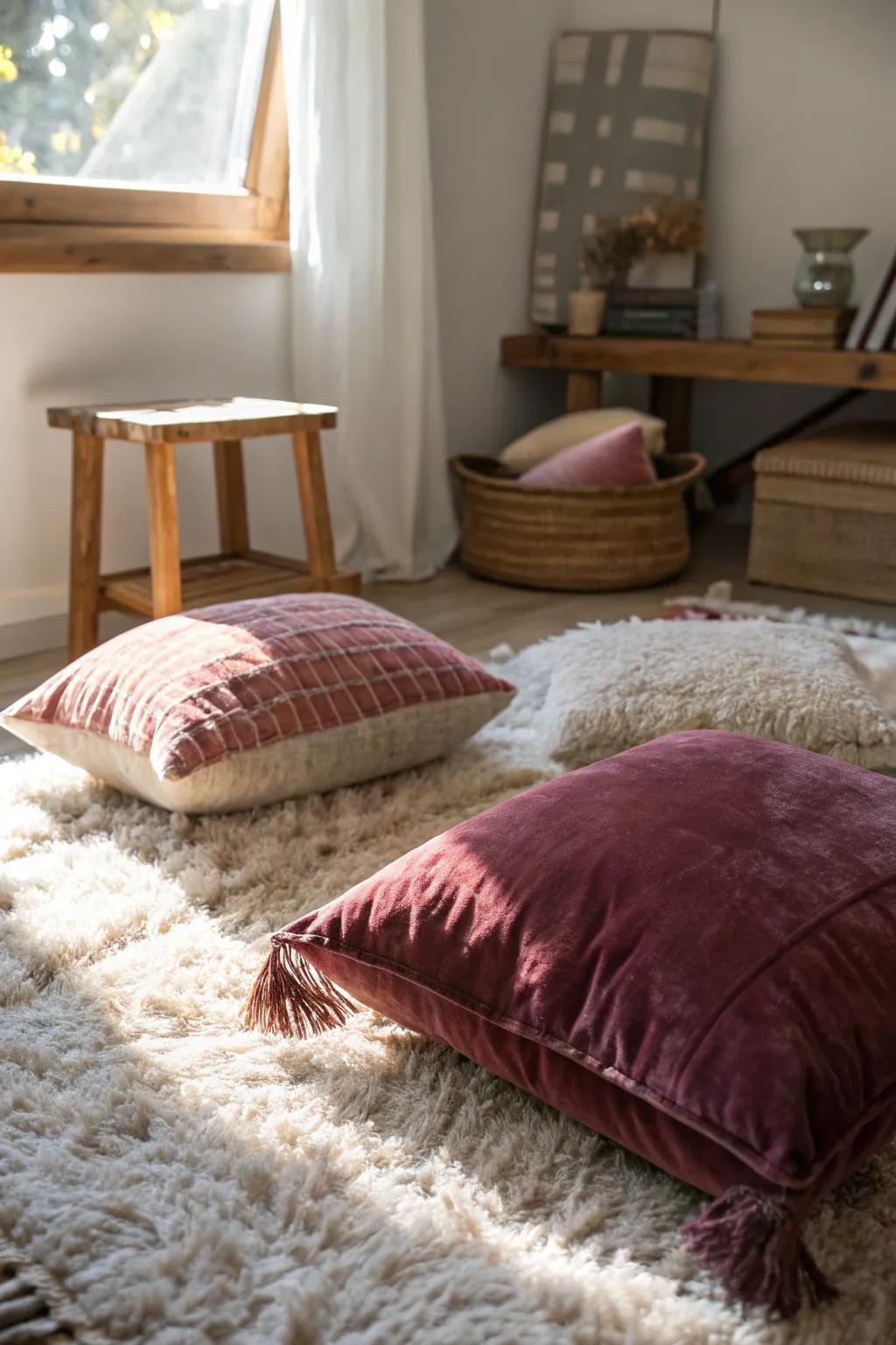 Textures add depth and coziness to the hideout.
