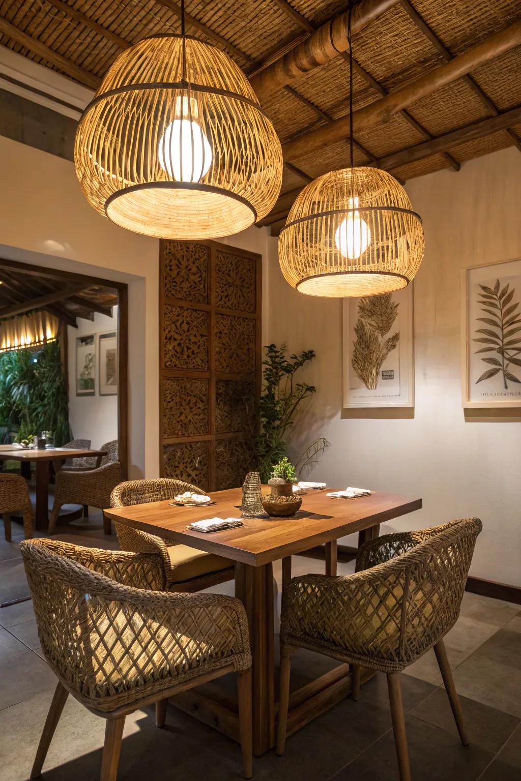 Lighting inspired by nature brings a fresh, outdoor feel to indoor spaces.