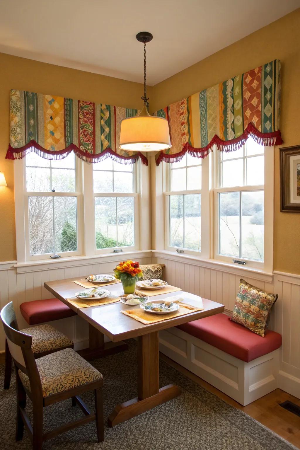Vivid crowns add a playful and fashionable finish to the window.