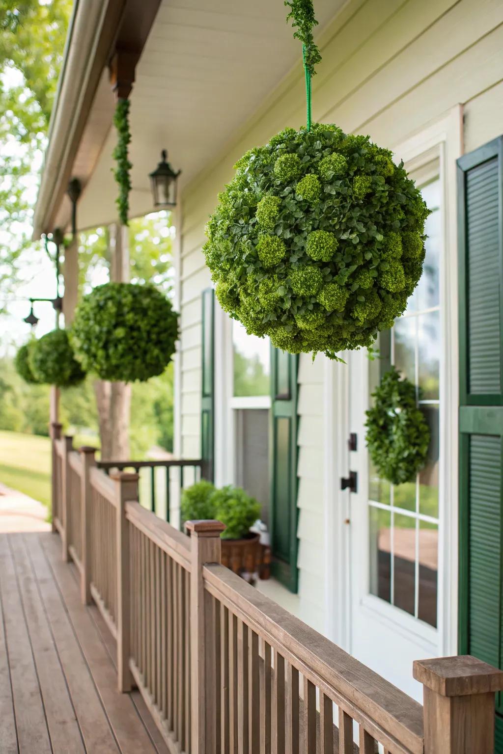 Greeting spheres impart a whimsical holiday accent.