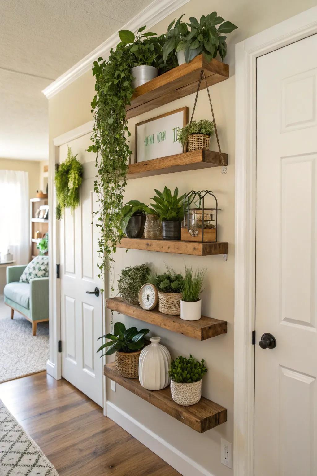 Elevated shelves increase unused storage potential.
