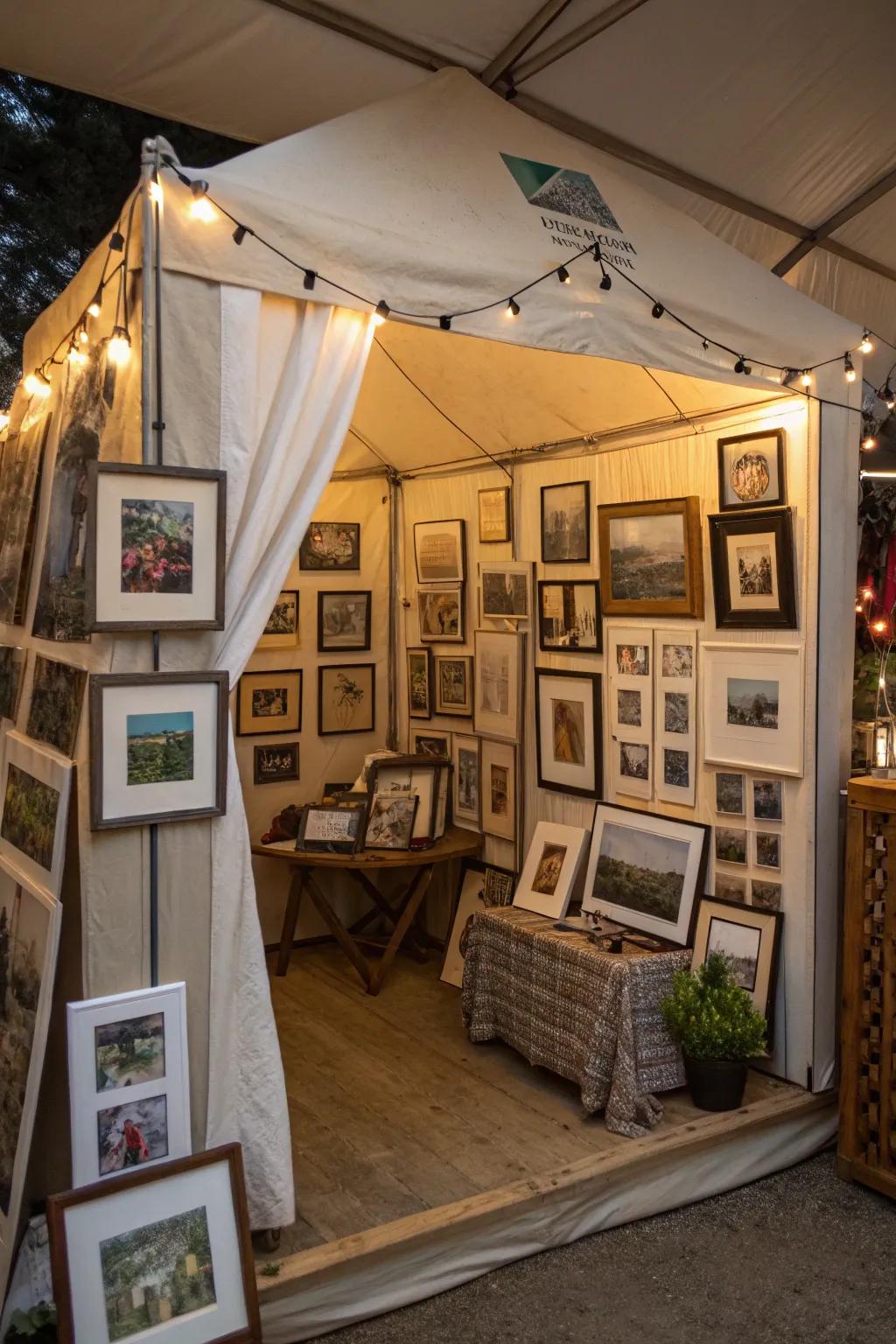 Personalized tent with unique decor.