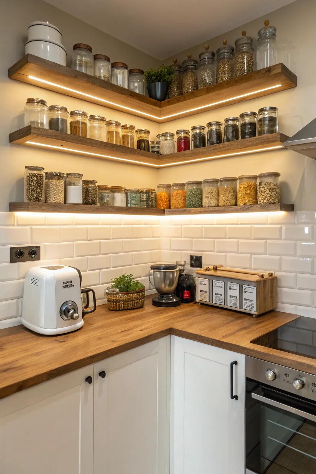 Maximize corners with clever storage solutions.