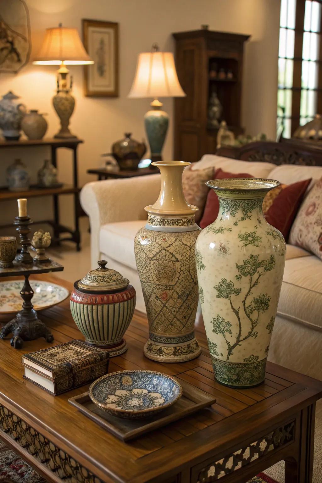 Vintage finds contribute character and charm to your spring decor.
