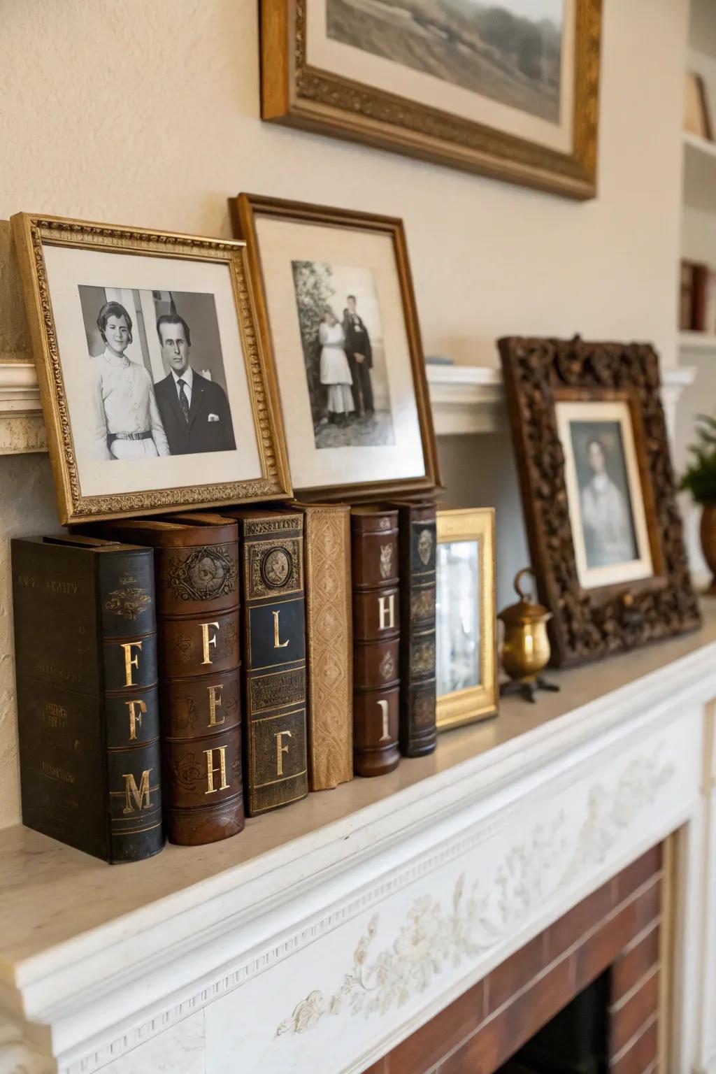 Old treasures add character and nostalgia to the mantel.