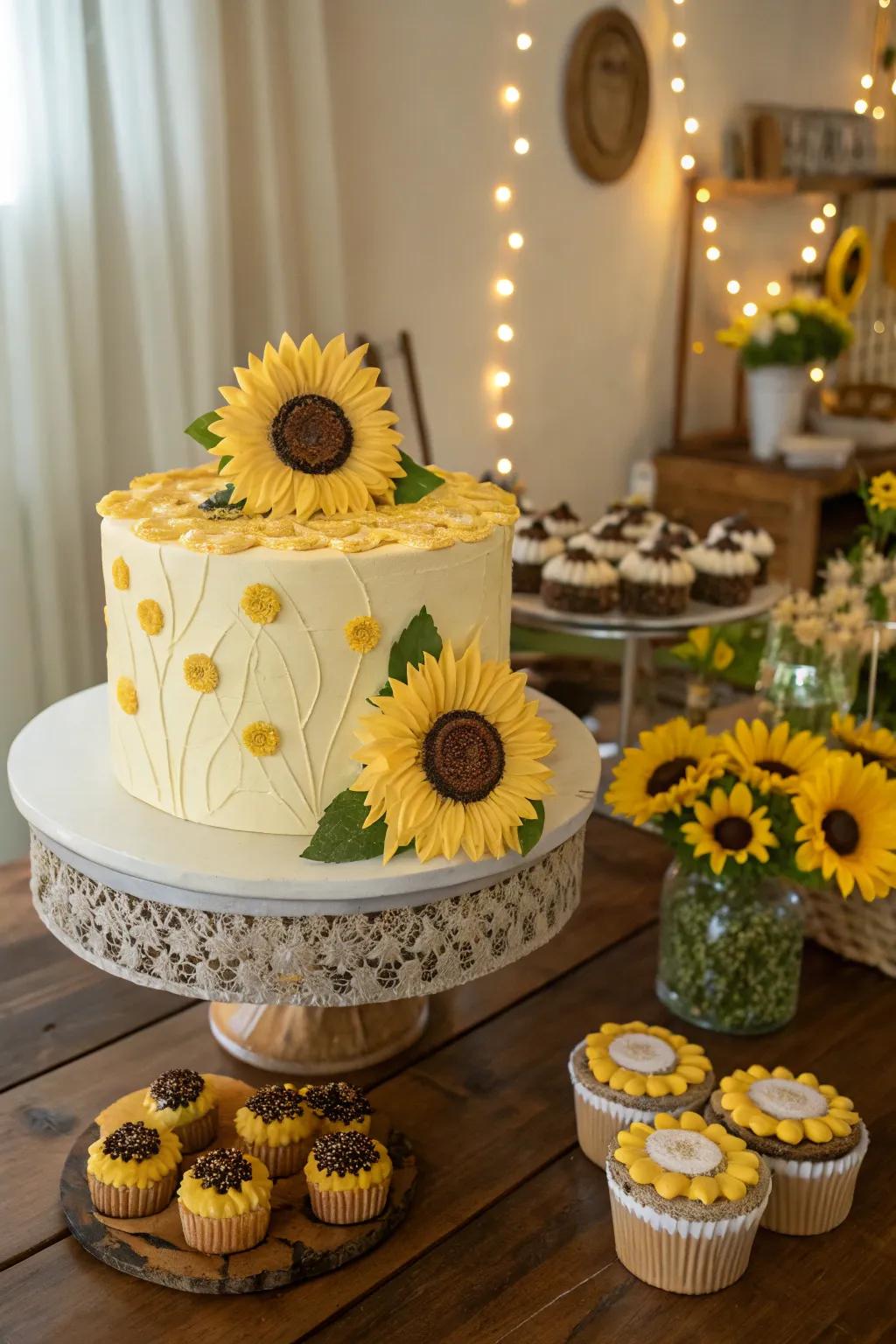 Delightful sunny bloom cake toppers for special events.