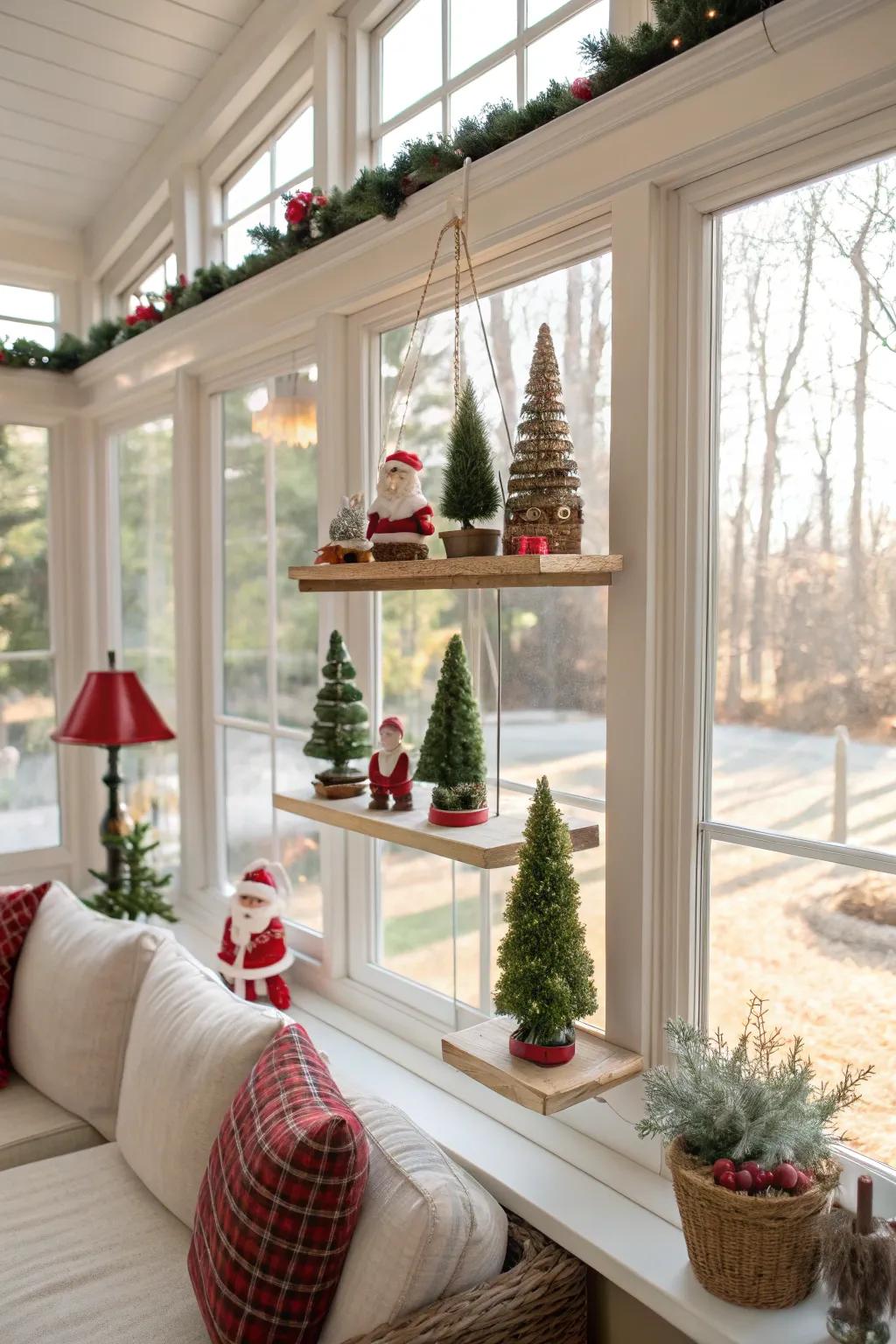 Suspended ledges provide sophisticated display options.