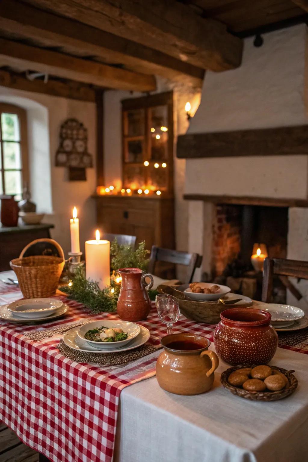 Cabin inspired décor establishes an inviting and cozy atmosphere.