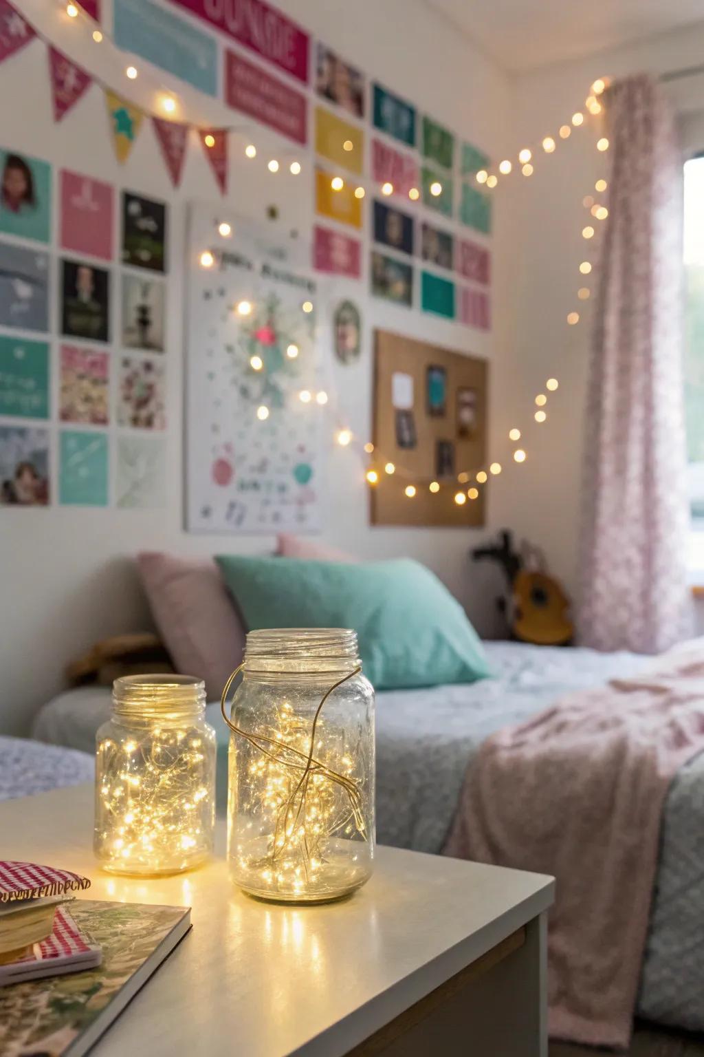Sprite lights in vessels infuse captivating tabletop decor.