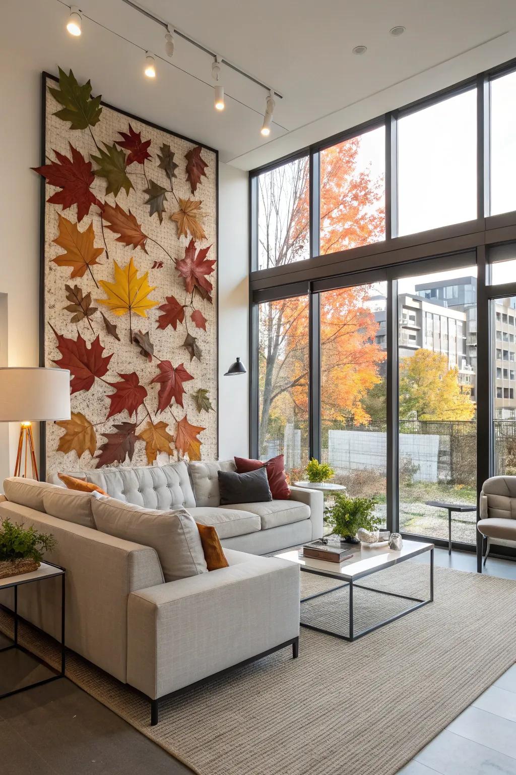 A seasonal art installation brings dynamic flair to a modular wall.