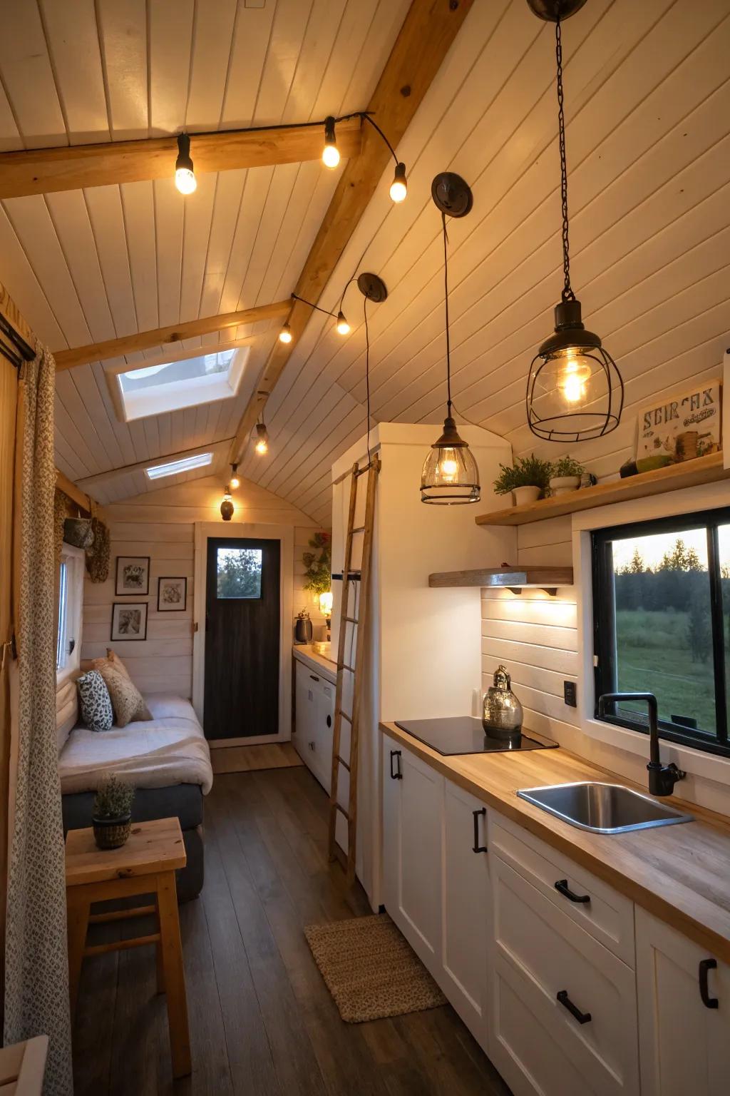 Groundbreaking lighting solutions enhance tiny home interiors.