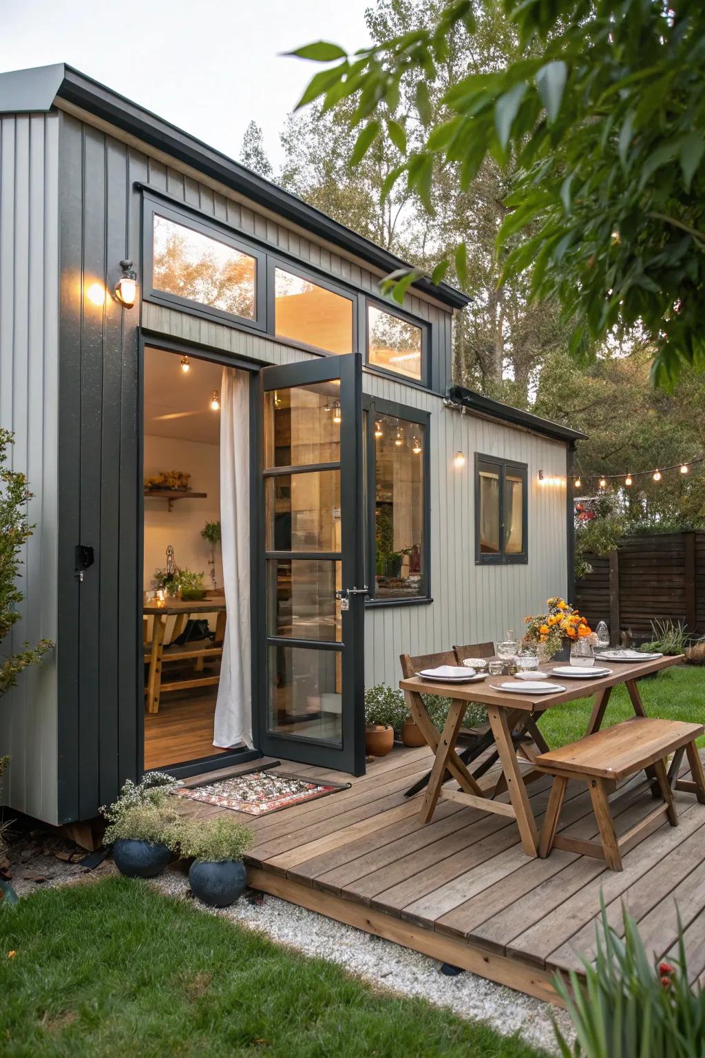 Bi-fold windows effortlessly unite interior and exterior spaces.