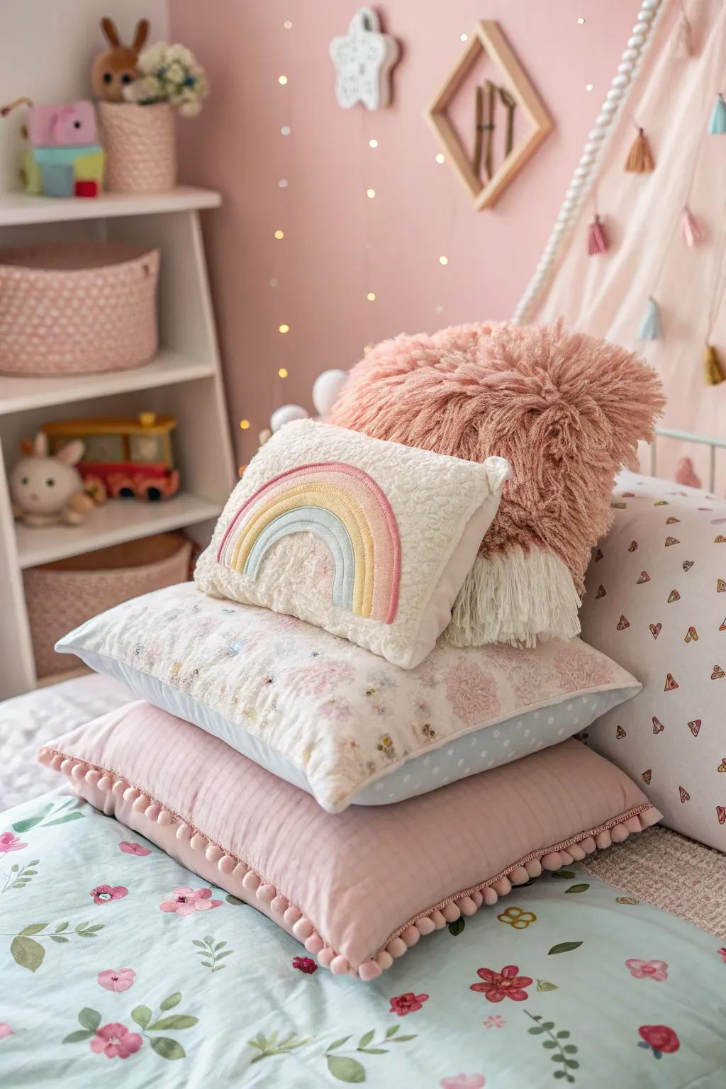 Layered accent cushions add texture and comfort.