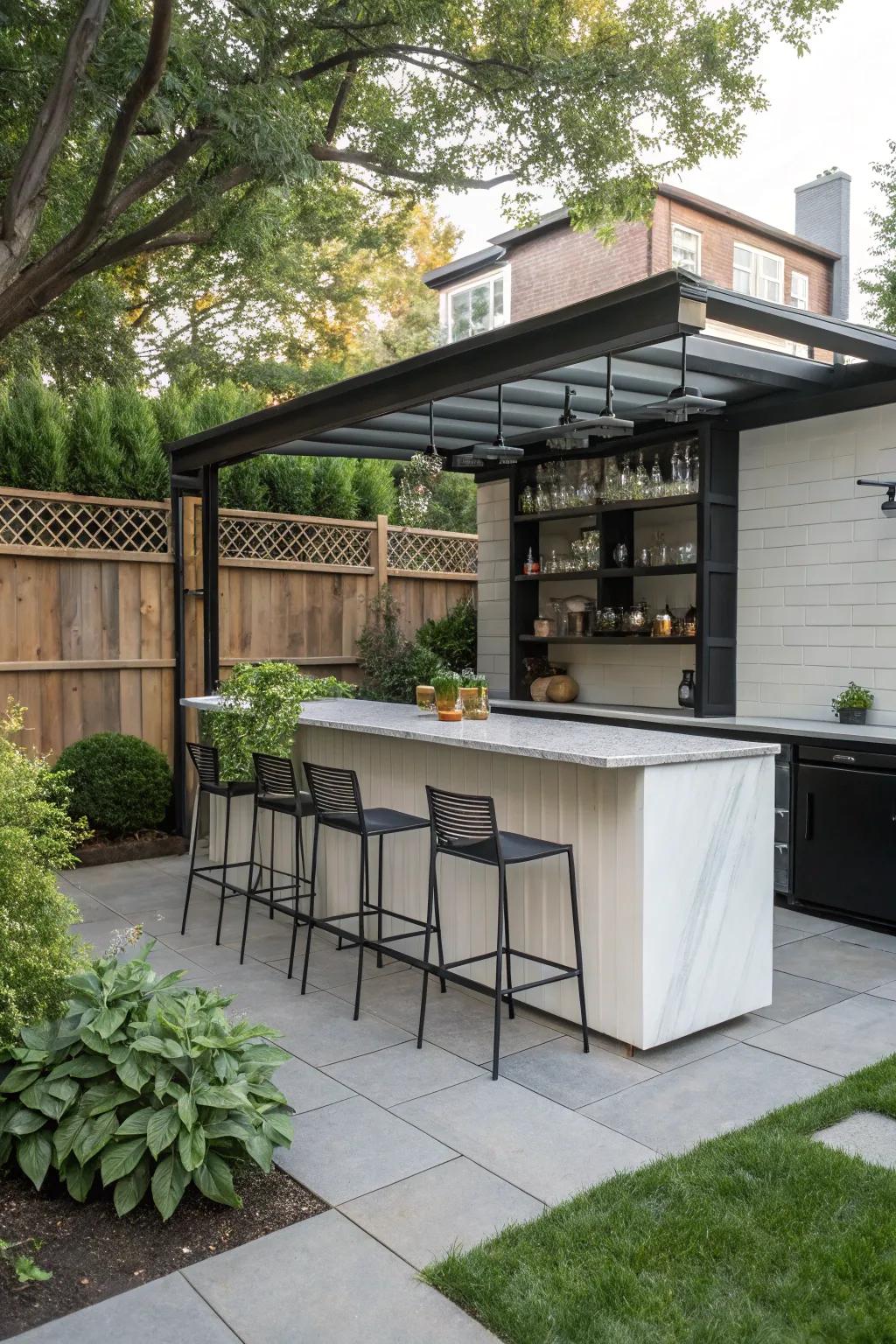 Entertain in vogue using an exterior bar.