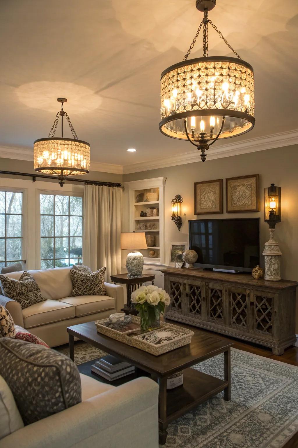 Layered lighting creating a versatile feel.