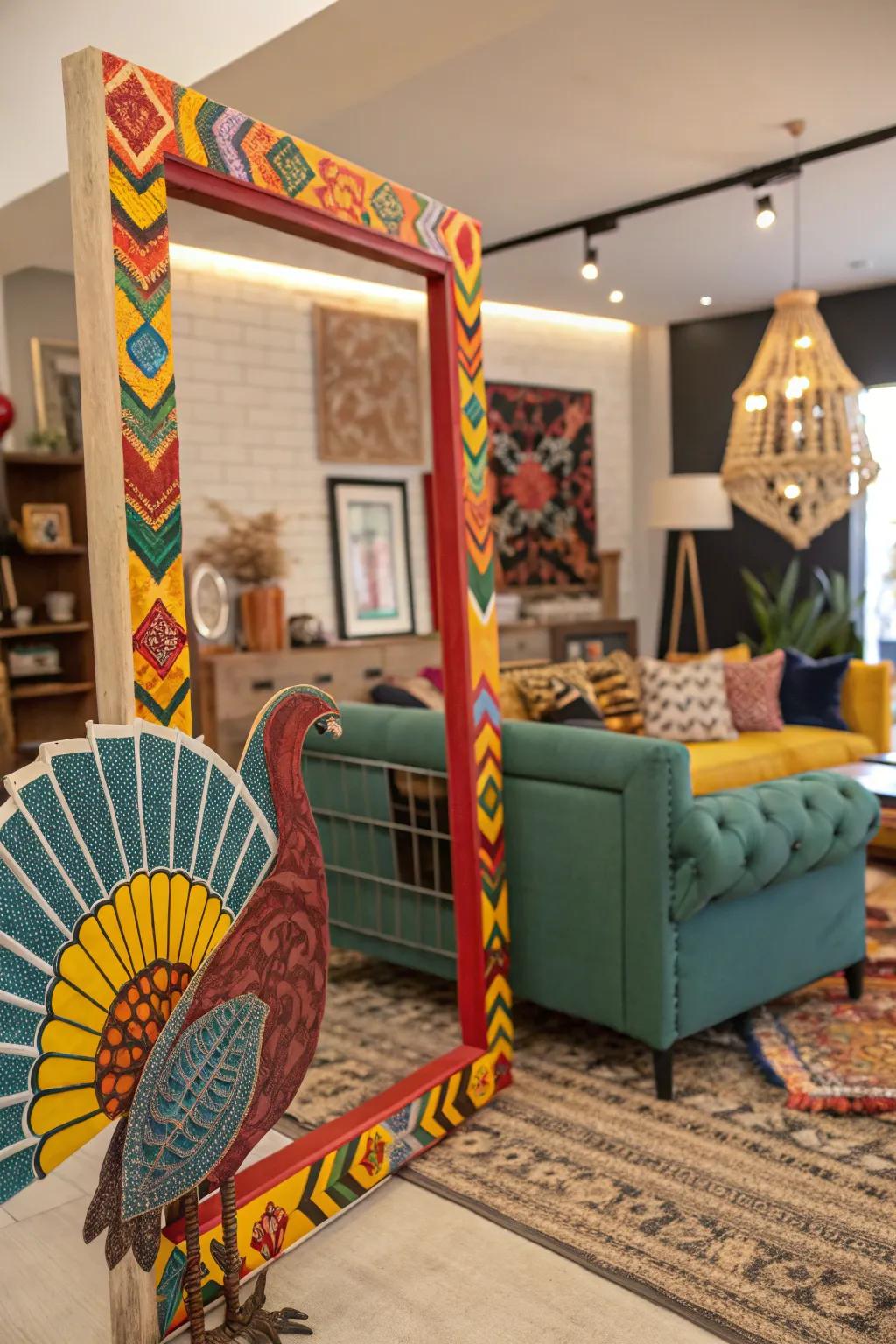 A bespoke painted framework turns a turkey fan mount into a bold statement.