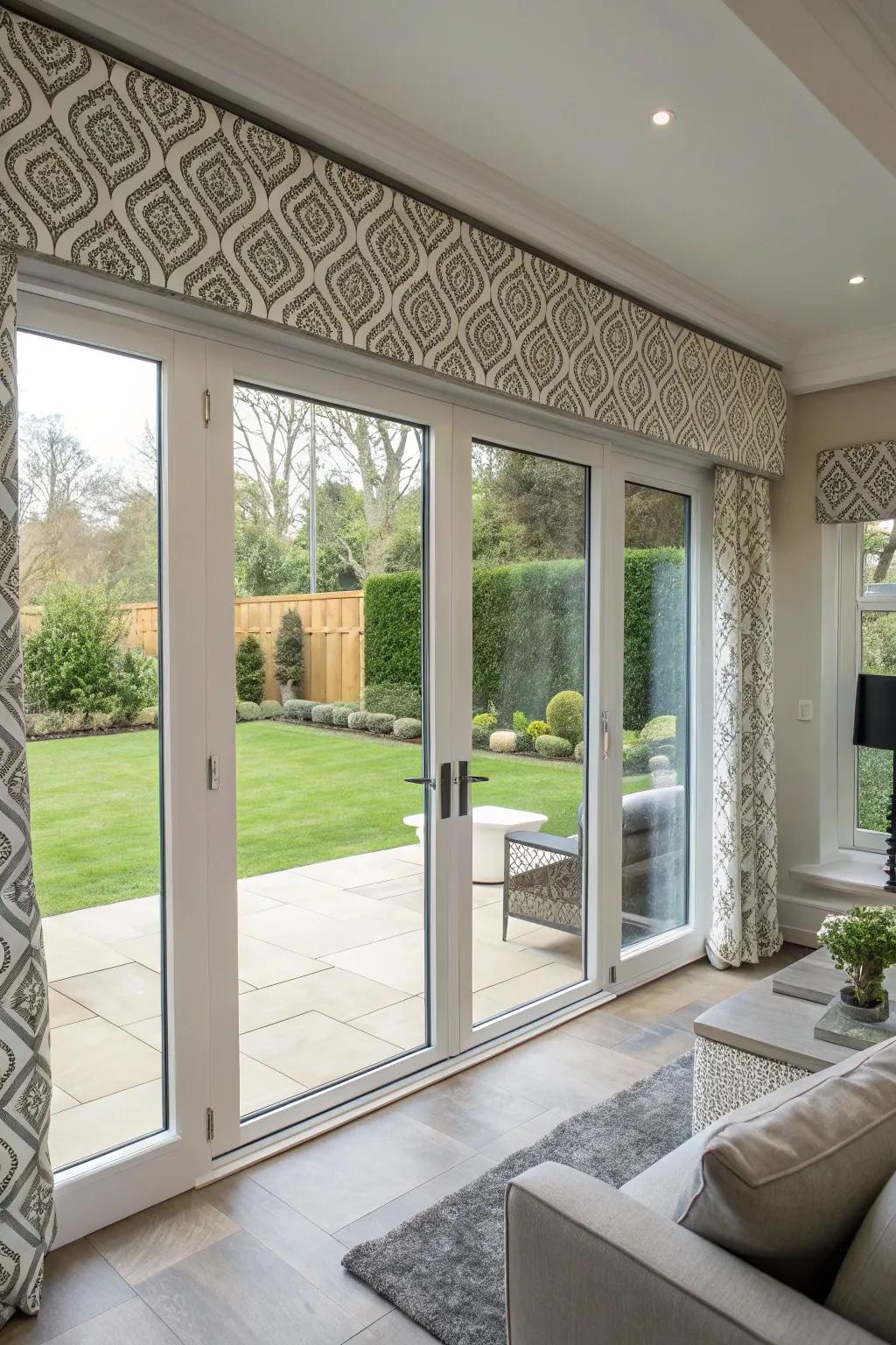 Geometrical patterns provide a modern, dynamic look.