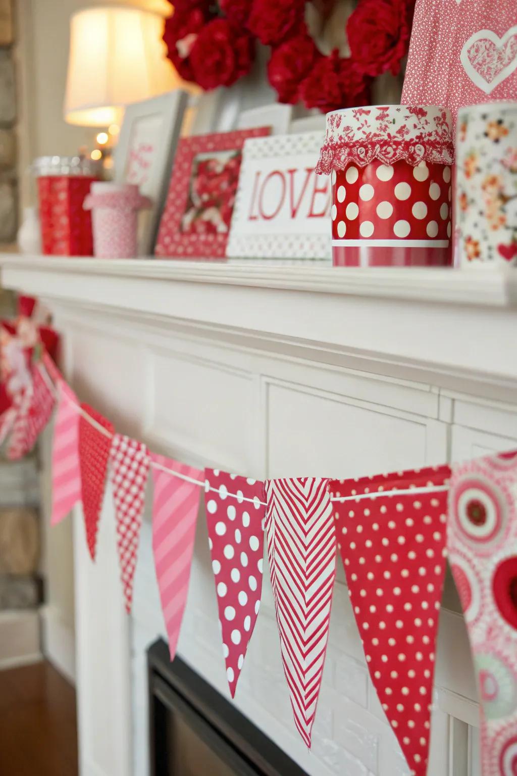 An eclectic assortment of motifs introduces playfulness to the mantel.