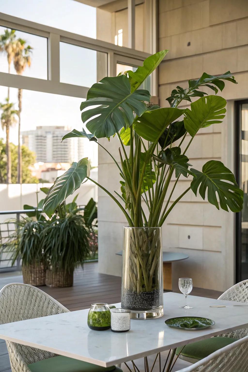 Create a nature-inspired hideaway through broad greenery.